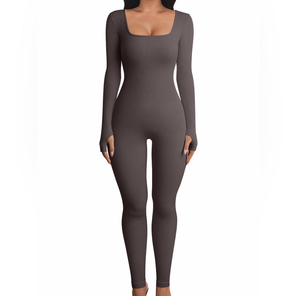 Ribbed Yoga Long Sleeve Jumpsuit